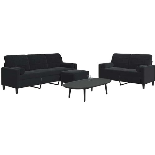  3-dijelni set sofa s jastucima crni bar&scaron;unasti Cijene