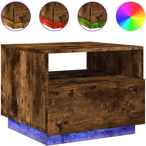 Maison Chic Klubska mizica - kavna mizica - Nizka mizica z LED lučkami dimljeni hrast 50x49x40 cm, (21752121) Slike