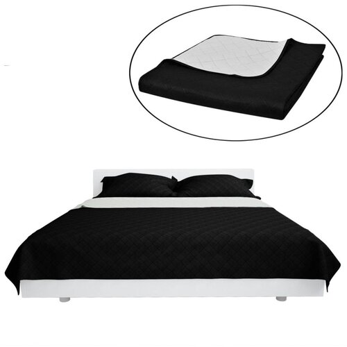 VidaXL Dvostransko Pre&amp;scaron;ito Posteljno Pregrinjalo Črno/Belo 170 x 210 cm Slike