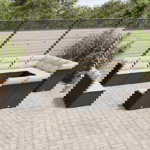 vidaXL 12-dijelni set vrtnih sofa od poliratana s jastucima crni Cijene
