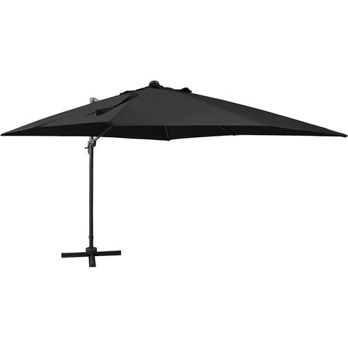  Konzolni vrtni suncobran sa stupom i LED svjetlima 300 cm crni Cijene