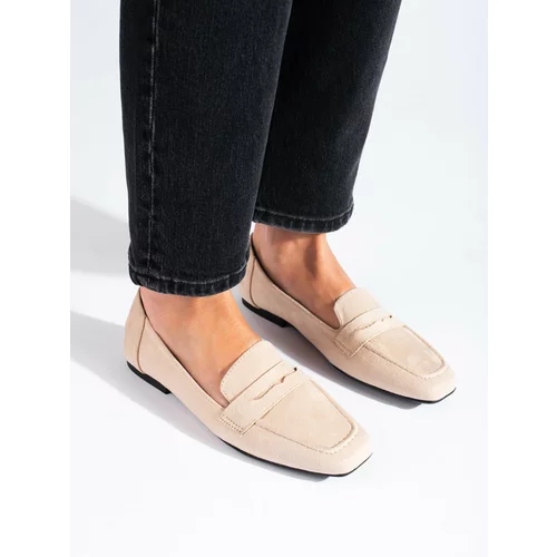 SHELOVET Classic beige suede loafers