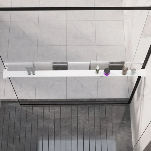 VidaXL Stenska polica za tu&amp;scaron; kabino bela 115 cm aluminij Slike