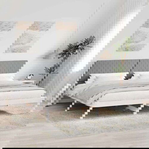  Okvir za krevet s uzglavljem Bijelo 200 x 200 cm tkanina Slike