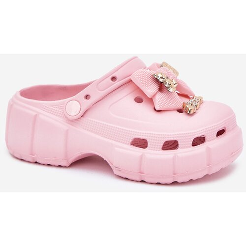 Boto Girls Children's Foam Slippers With Bow And Decorations Pink Selvana Cene