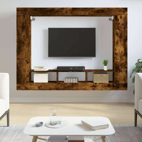VidaXL TV ormarić boja dimljenog hrasta 152x22x113cm konstruirano drvo Slike
