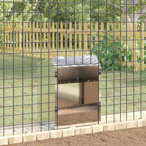 VidaXL Hranilica za zečeve Srebrno 64.5 x 25.5 x 45.5 cm Cinkani čelik Slike