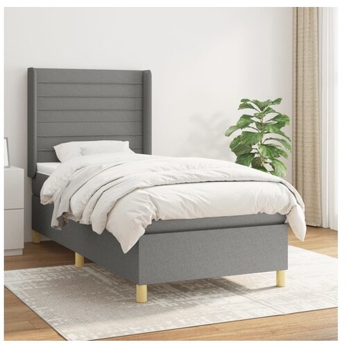  Box spring postelja z vzmetnico temno siva 80x200 cm blago Cene