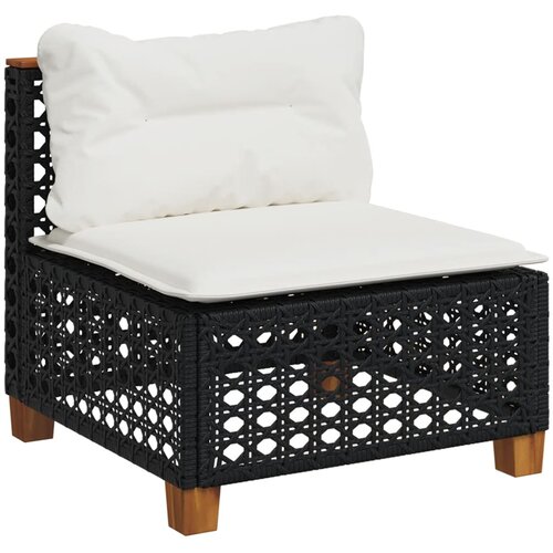  10-dijelni set vrtnih sofa s jastucima crni od poliratana Crna 55 x 55 x 36 cm Slike