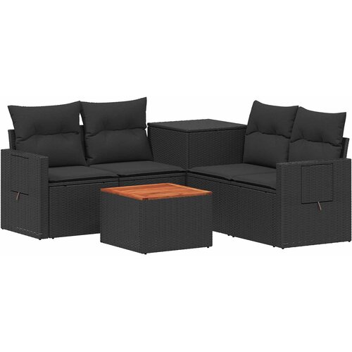  Set sofe 6 kom. Crna Poli Rattan i čelik Slike
