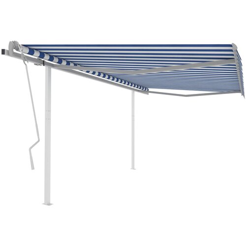 vidaXL ročno zložljiva tenda s stebrički 4x3 m modra in bela Cene