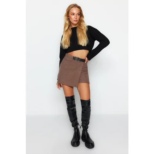 Trendyol Shorts - Brown - High Waist