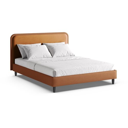 Micadoni Oranžna oblazinjena zakonska postelja z letvenim dnom 180x200 cm Aveline &ndash; Cene