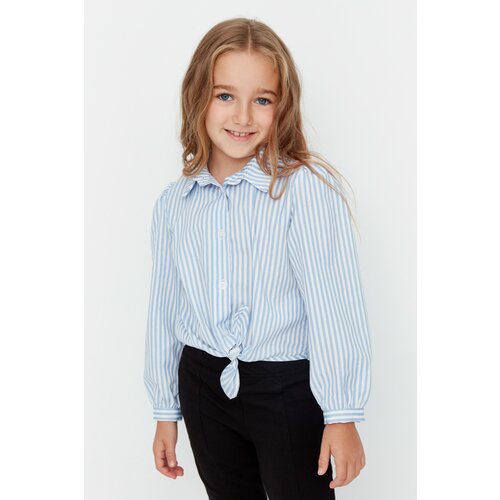 Trendyol Blue Tie Detailed Girl Knitted Shirt Slike
