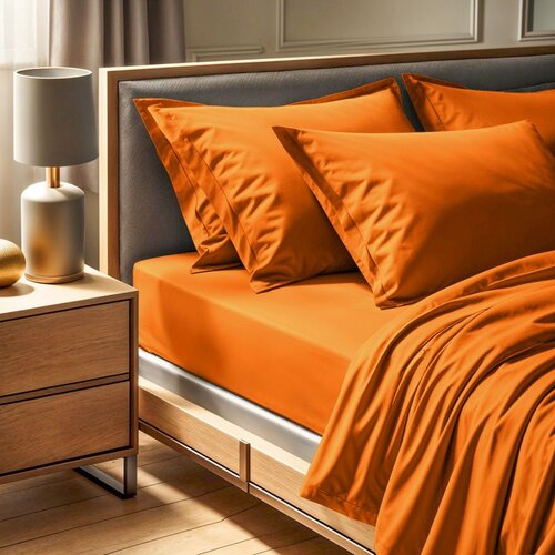  tonne orage - 27 orange ranforce single fitted sheet (de) Cene