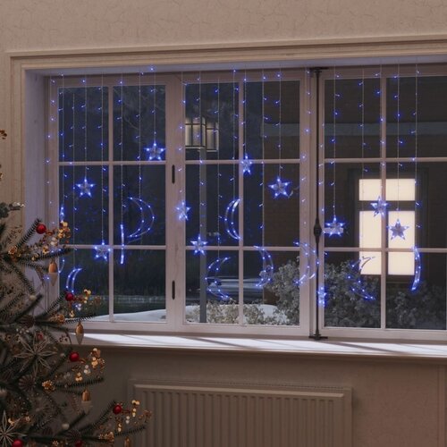 vidaXL vilinska svjetla u obliku zvijezda i mjeseca 345 led plava Cijene