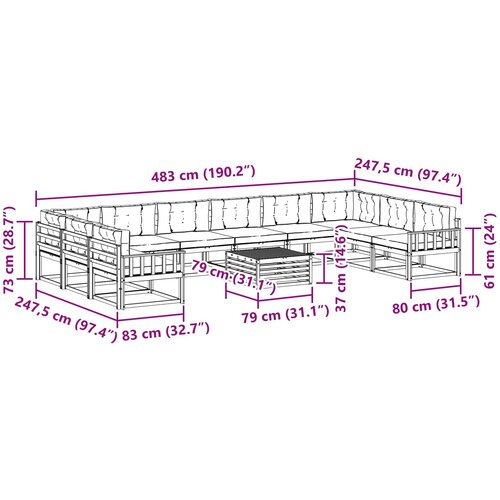  Set vanjskih sofa 11 kom. Bijela i antracit Slike