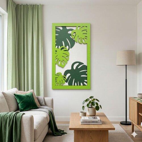 WALLXPERT Verde - 40 x 68 Multicolor Decorative Framed MDF Painting Cene