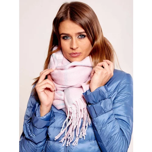 Fashion Hunters Pink checkered scarf with fringe