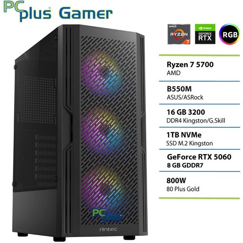 PCPLUS Namizni računalnik PCPLUS GAMER R7 5700, 16 GB RAM, 1 TB SSD, RTX5060 8 GB|Gaming, (5000137224) Cene