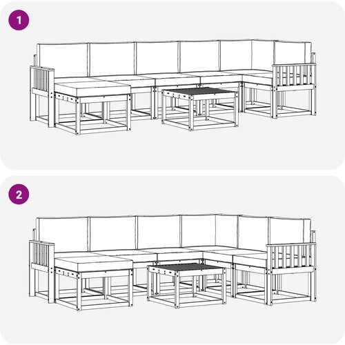  Set vanjskih sofa 8 kom. Bijela i svjetlosiva 59 x 59 x 37 cm Slike