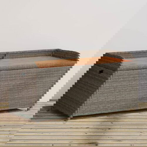 vidaXL Klupa za pohranu siva 100x50x52 cm poliratan i bagremovo drvo Cijene