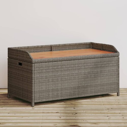 VidaXL Klupa za pohranu siva 100x50x52 cm poliratan i bagremovo drvo Slike