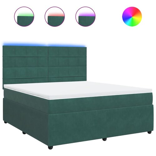 vidaXL Box spring postelja z vzmetnico temno zelena 180x200 cm žamet, (21305307) Cene