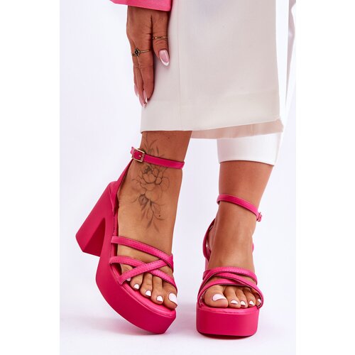 Boto Fashionable High Heels Sandals With Straps Fuchsia Shemira Slike