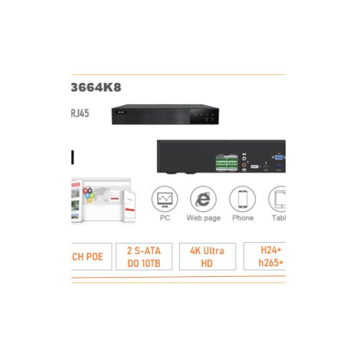 NVR Longse snimač 64ch 4K H.265 2xHDMI 2xRJ45 1GB/PS 3664K8 Slike