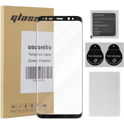 Cadorabo Oklepna folija Full Adhesive združljiva z Samsung Galaxy S8 - Zaščitna folija v transparentno s črno - Kaljeno steklo za zaščito zaslona s trdoto 9H in združljivostjo s 3D dotikom, (20604369)