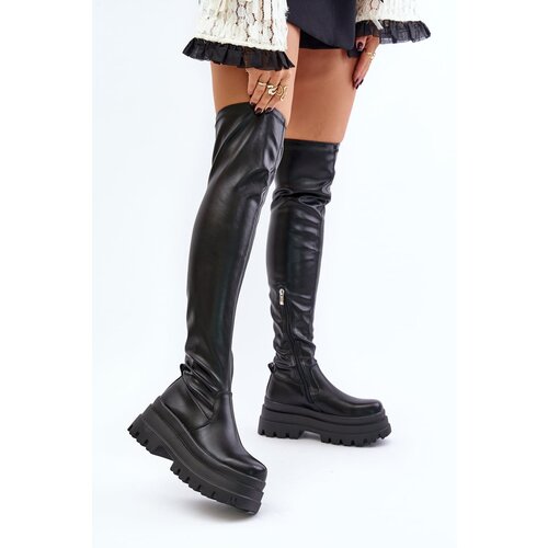 Kesi Over-the-knee boots on a massive platform black zinera Slike