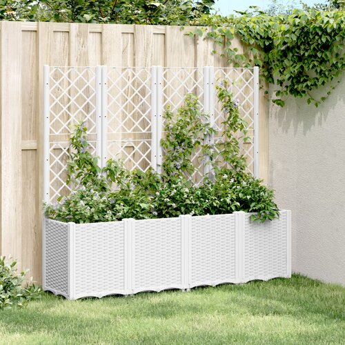  Vrtna sadilica s rešetkom bijela 160 x 40 x 140 cm PP Cene