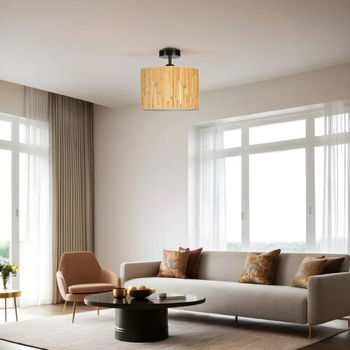 Opviq bambu 07 abajurlu plafonyer avize woodenblack chandelier Slike