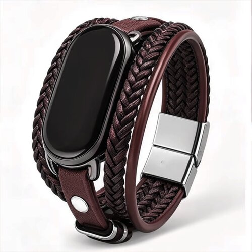 INF Pleteni magnetni pa&amp;scaron;ček za Xiaomi Mi Band 10/9/8, sint. usnje Brown, (5000310810) Slike