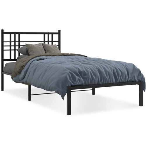 vidaXL Metalni okvir za krevet s uzglavljem crni 100x190 cm Cijene