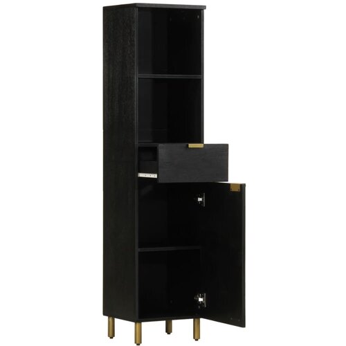 Maison Chic Kopalniška omarica - Kopalniški kabinet črna 38x33x160 cm trden mangov les, (21794847) Cene
