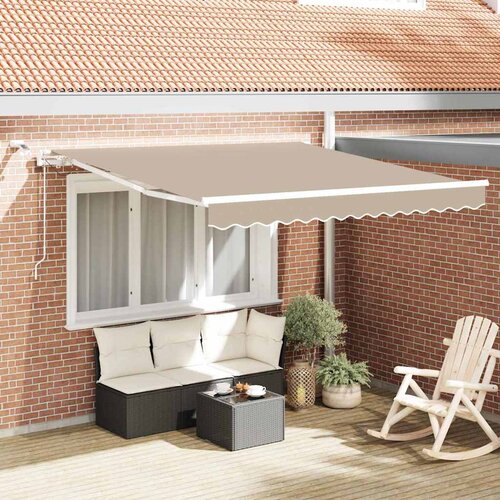  Skrovita tenda S LED lampica Bež 350 x 250 cm Poliester i metal Cijene