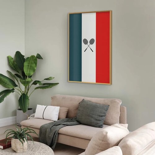  Plakat - French Flags and Black Badminton Rackets 40x60 Zlatni okvir Slike