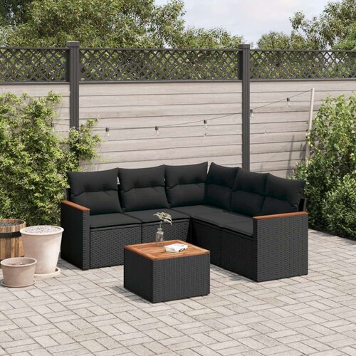  6-dijelni set vrtnih sofa s jastucima crni od poliratana Cijene