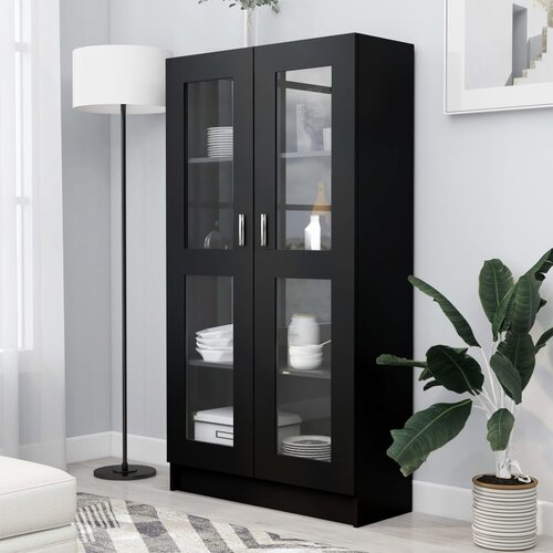 VidaXL Vitrina crna 82,5 x 30,5 x 150 cm od iverice Slike