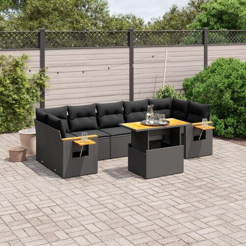 vidaXL 8-dijelni set vrtnih sofa od poliratana s jastucima crni Cijene