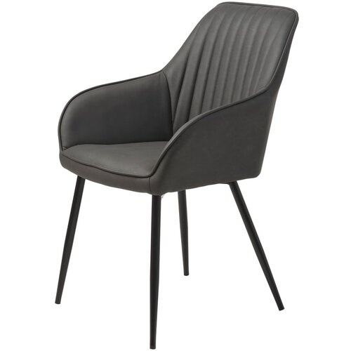 Unique Furniture Temno sivi jedilni stoli iz umetnega usnja z nasloni za roke v kompletu 2 ks Nolan Stripe &amp;ndash; Slike