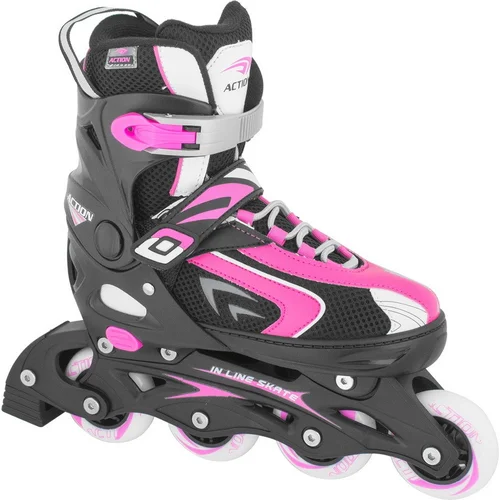Action roler PW-126B roza crni pvc sina pu tockici ABEC5 2015 par