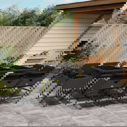 VidaXL 11-dijelni vrtni blagovaonski set s jastucima poliratan crni Slike