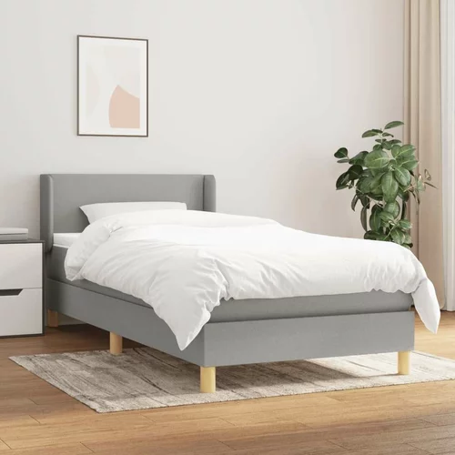  Box spring postelja z vzmetnico svetlo siva 90x200 cm blago, (20791457)