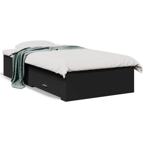 vidaXL Posteljni okvir s predali črn 90x190 cm inženirski les Cene