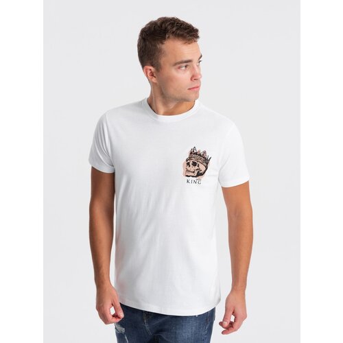 Ombre Men&amp;#039;s cotton t-shirt with chest print - white Slike