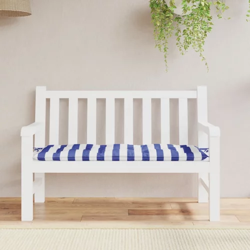 Jastuk za vrtnu klupu plavo-bijeli prugasti 120x50x7 cm tkanina