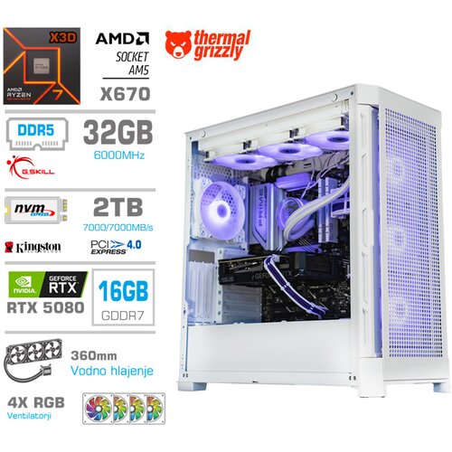 MEGA Računalnik TWR S11 R7-7800X3D/RTX5080/32GB-DDR5/2TB-4.0/1050W/Brez OS/bela RGB + Estetski napajalni kabli [Vijola / Bela], (22097712) Cene
